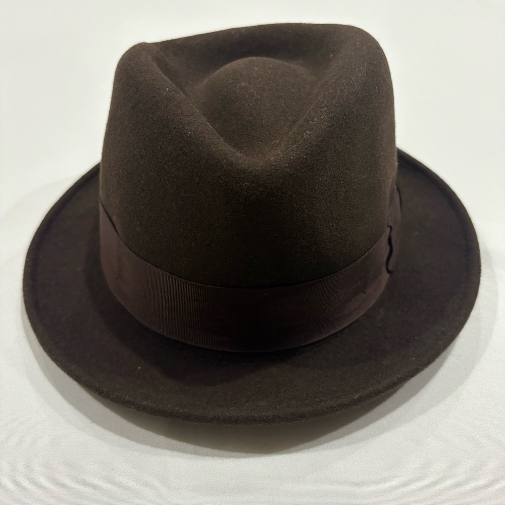 Classic Men's Brown 100% Wool Felt Fedora Hat